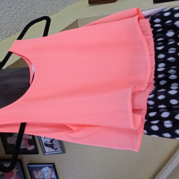 Emerald Sundae Black Polkadot/Neon Coral Mini Dress Women's Small NWT - Picture 2 of 7